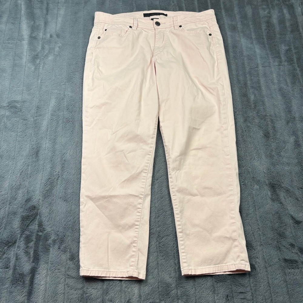 Calvin Klein Jeans Womens Pink Cropped Straight Leg Pants Size 12 Cotton Blend